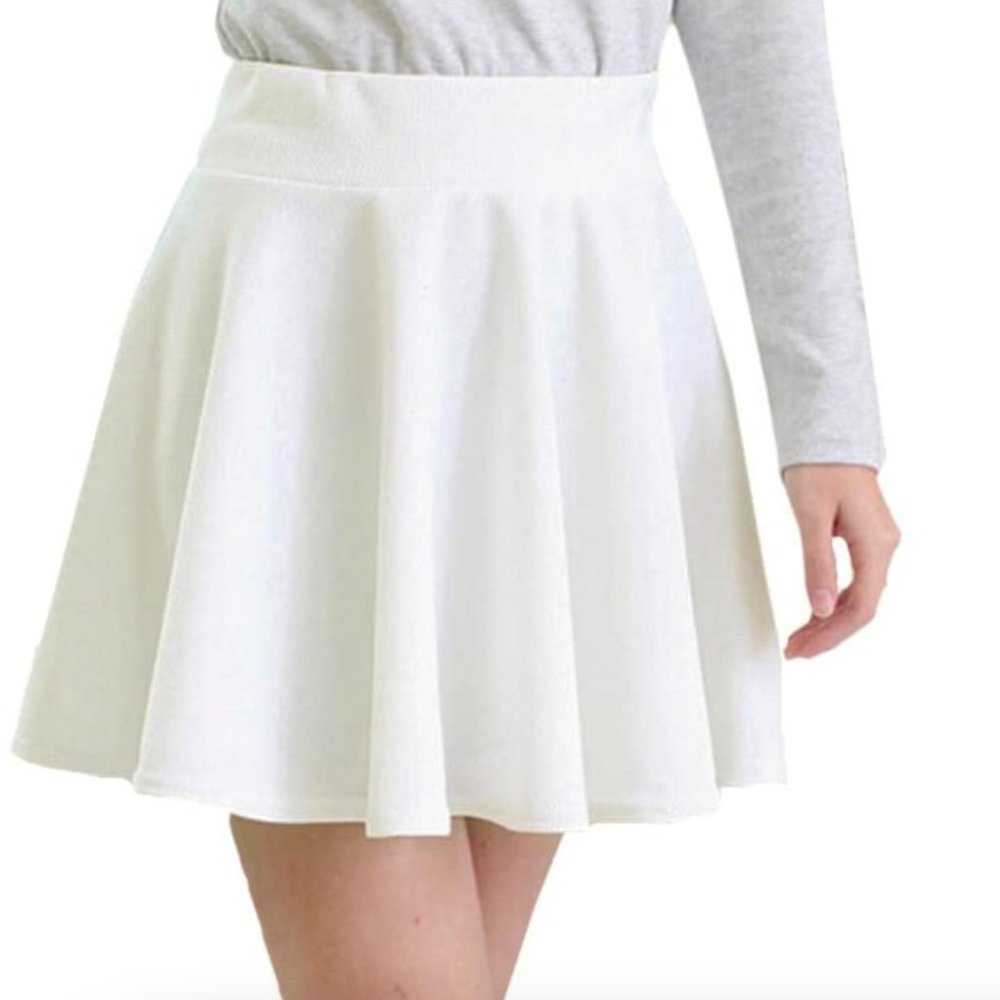 White Mini Flared SkaterSkirt